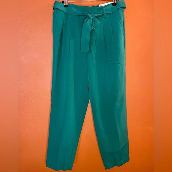 NWT LOFT Outlet Petite High Rise Tapered Leg Tie Waist Pants - Picture 1 of 6